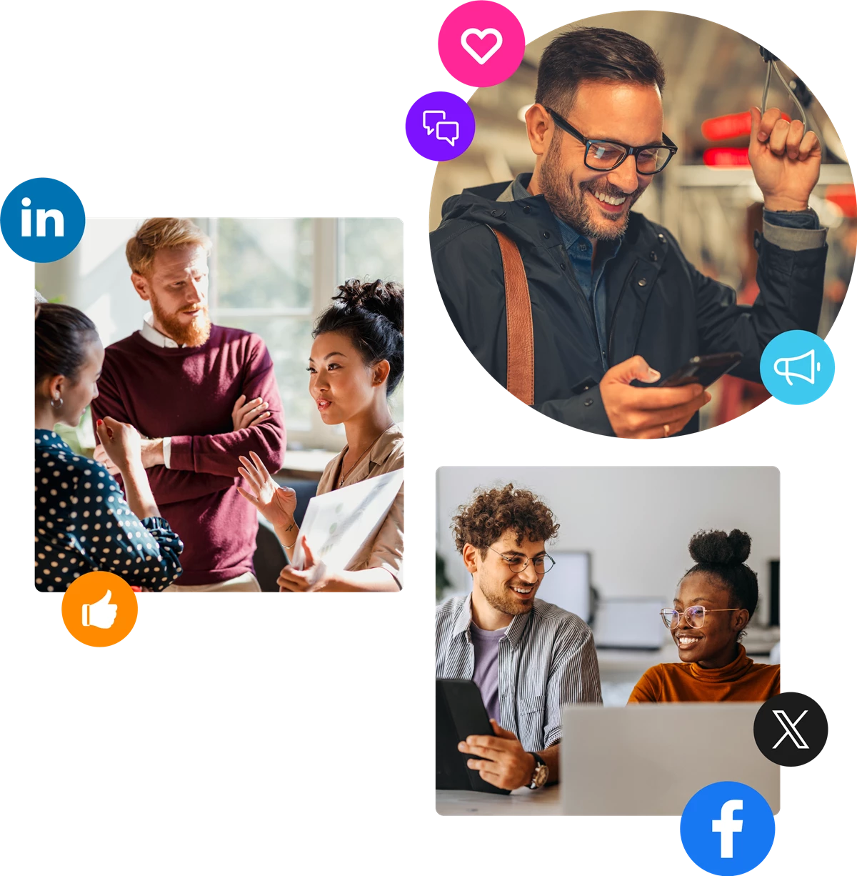 Employee sharing social posts and chatting